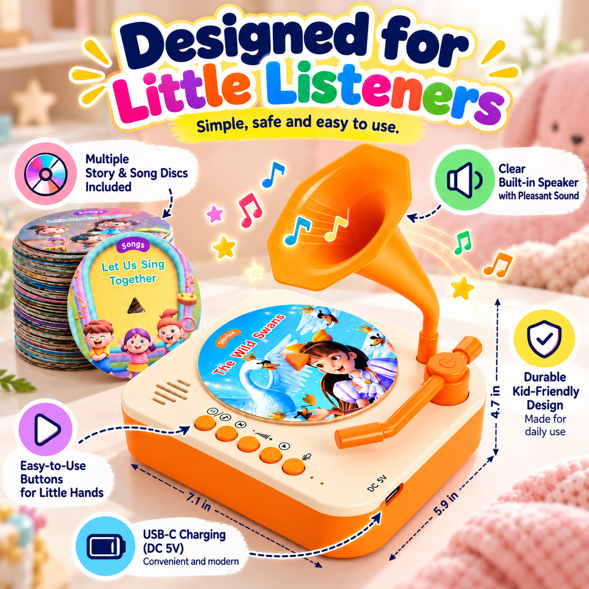 WonderSpin™ Kids' Music & Story Player